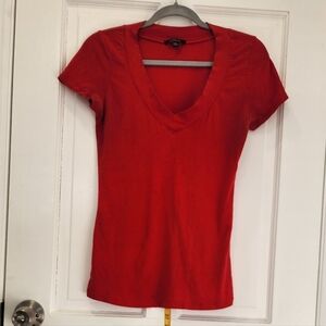 Ambiance Red V-Neck Short Sleeve Tee